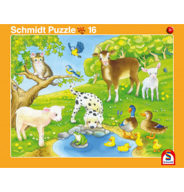 2er Set Rahmenpuzzles Kuschelige Tierfreunde 16 Teile/Niedliche Tierkinder 24 Te