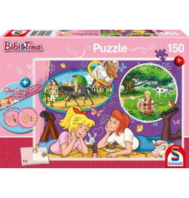 Schmidt Spiele Puzzle Bibi und Tina Freundinnnen für immer 150 Teile mit Slap-Snap-Band