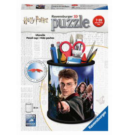 Ravensburger 3D Harry Potter Puzzle-Stiftebox mit Harry, Hermine und Ron auf der Vorderseite.