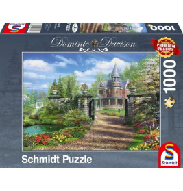 Schmidt Puzzle mit 1000 Teilen, Motiv: Gemälde eines viktorianischen Hauses mit Garten von Dominic Davison.