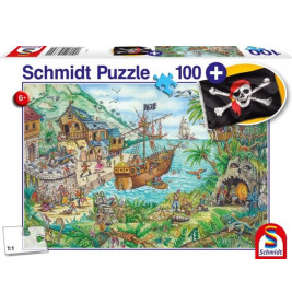 Schmidt Spiele Puzzle: In der Piratenbucht,  mit add on (Piratenflagge) 100 Teile
