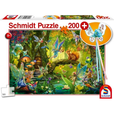Schmidt Spiele Puzzle: Feen im Wald, mit add on (Feenstab) 200 Teile