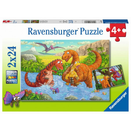 Puzzle: Spielende Dinos 2x24 Teile