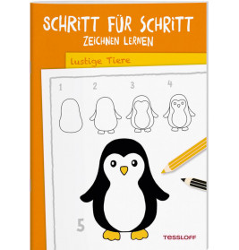 Schritt für Schritt Zeichnen lernen. Lustige Tiere