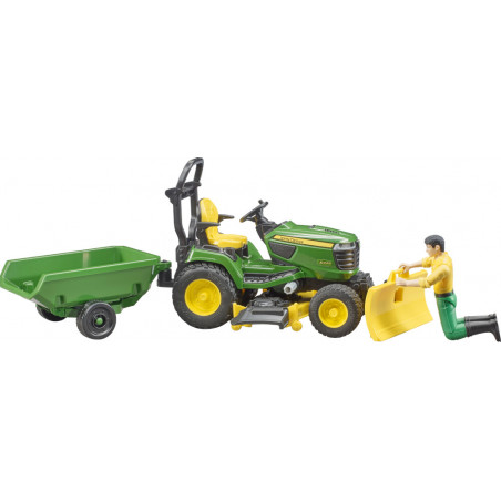 Bruder 62104 bworld John Deere Aufsitzrasenmäher m. Anhäng. u Gärtner