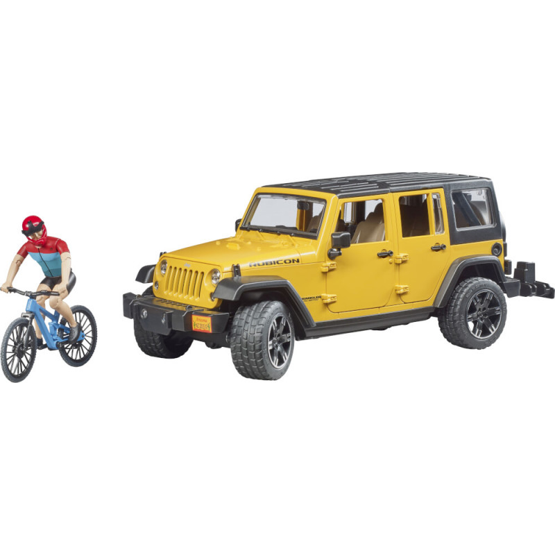 Bruder 2543 Jeep Wrangler Rubicon Unlimited mit 1 Mountainbike und Radfahrer