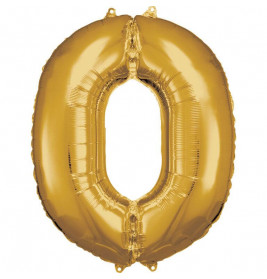 Grosse Zahl 0 Gold Folienballon incl.Helium