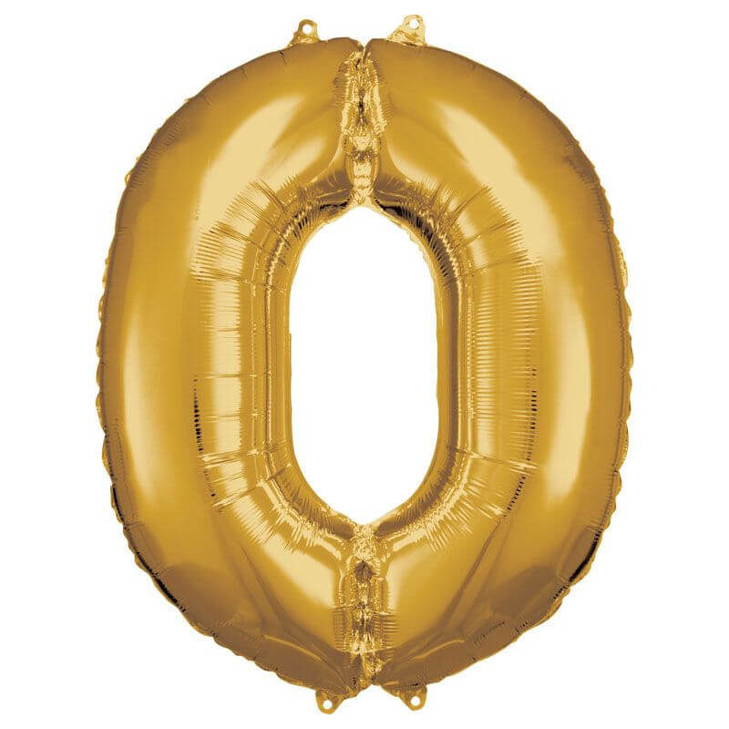 Grosse Zahl 0 Gold Folienballon incl.Helium