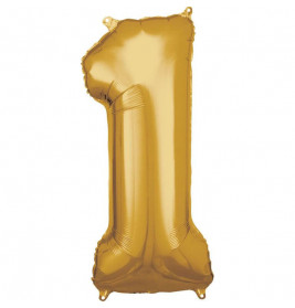Grosse Zahl 1 Gold Folienballon incl.Helium