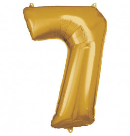 Grosse Zahl 7 Gold Folienballon incl.Helium