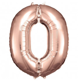 Grosse Zahl 0 Rose Gold Folienballon incl.Helium