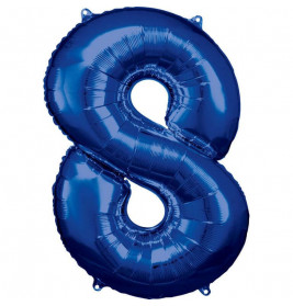 Grosse Zahl 8 Blau Folienballon incl.Helium