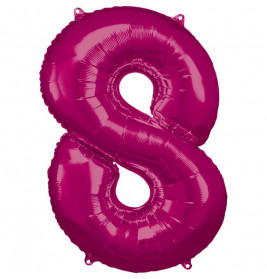 Grosse Zahl 8 Pink Folienballon incl.Helium