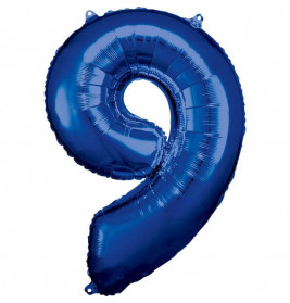 Grosse Zahl 9 Blau Folienballon incl.Helium