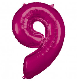 Grosse Zahl 9 Pink Folienballon incl.Helium