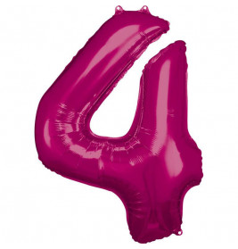 Grosse Zahl 4 Pink Folienballon incl.Helium