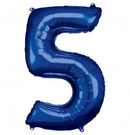 Grosse Zahl 5 Blau Folienballon incl.Helium