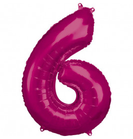 Grosse Zahl 6 Pink Folienballon incl.Helium