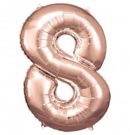 Grosse Zahl 8 Rose Gold Folienballon incl.Helium
