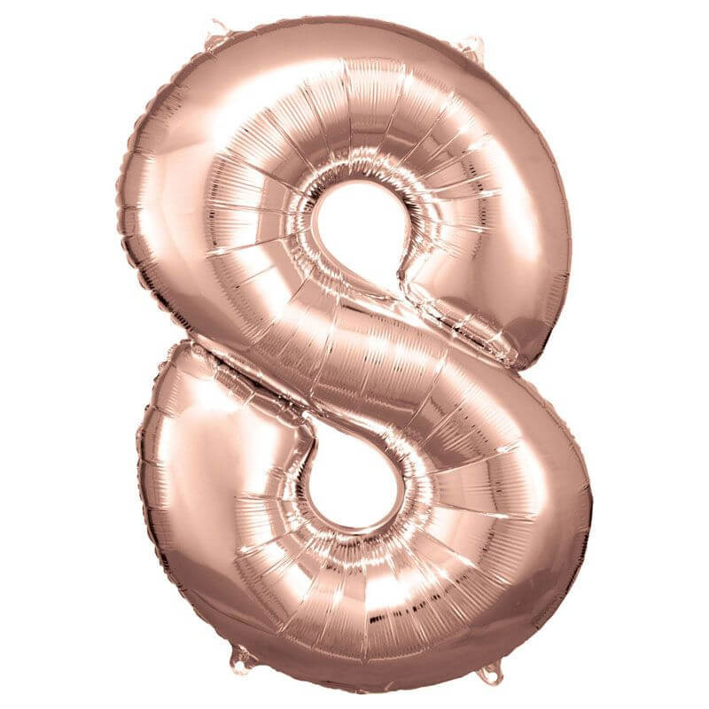 Grosse Zahl 8 Rose Gold Folienballon incl.Helium