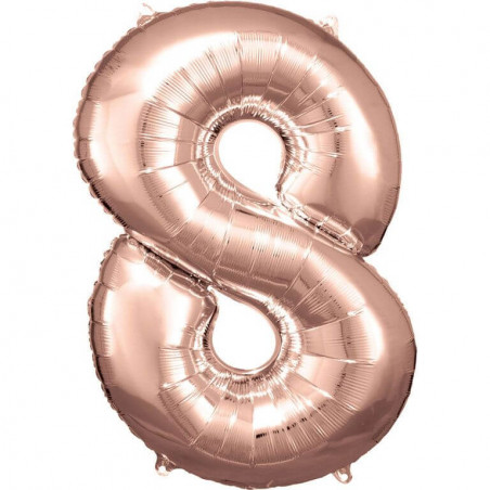 Grosse Zahl 8 Rose Gold Folienballon incl.Helium
