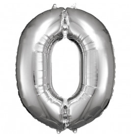 Grosse Zahl 0 Silber Folienballon incl.Helium