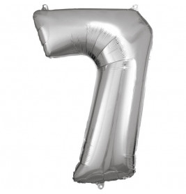 Grosse Zahl 7 Silber Folienballon incl.Helium
