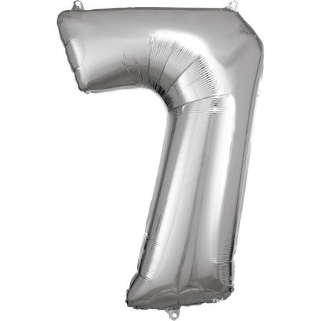 Grosse Zahl 7 Silber Folienballon incl.Helium