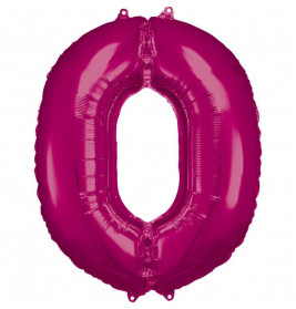 Grosse Zahl 0 Pink Folienballon incl.Helium