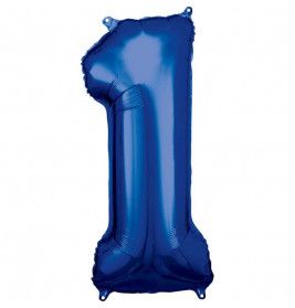 Grosse Zahl 1 Blau Folienballon incl.Helium