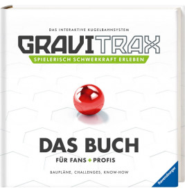 GraviTrax Buchcover mit roter Murmel, Sechseckmuster und deutschem Text für Fans und Profis.