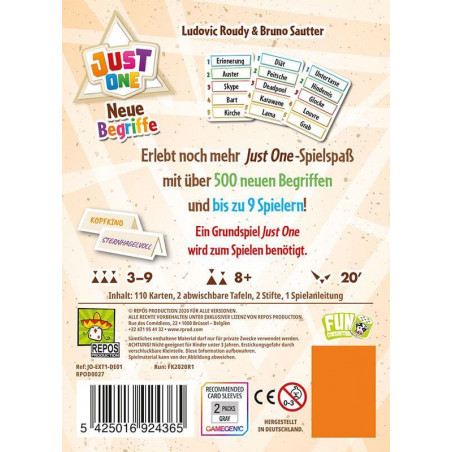 Just One - Neue Begriffe