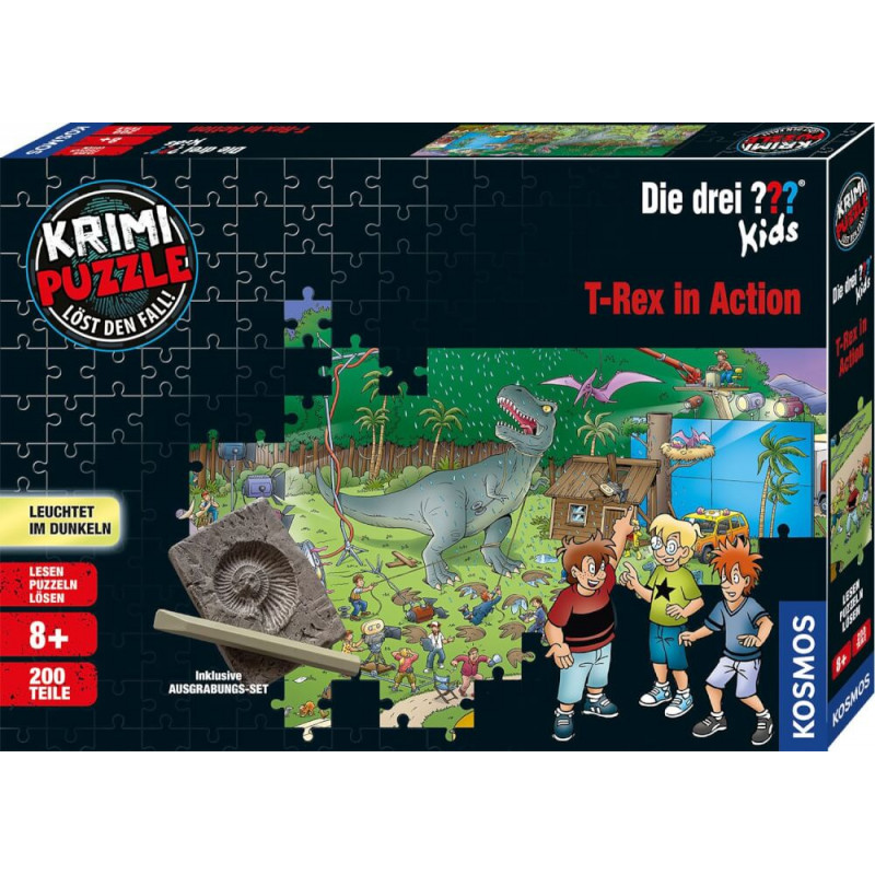 Kosmos Krimipuzzle Die drei ??? Kids 200 Teile / T-Rex in Action