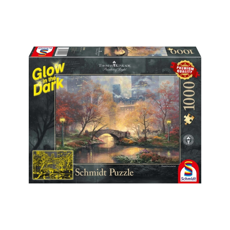 Schmidt Spiele Puzzle Thomas Kinkade Central Park im Herbst, 1000 Teile, Glow in the Dark