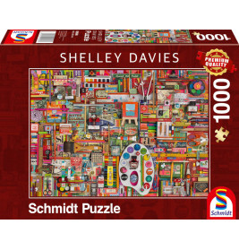 Schmidt Spiele 59698 Puzzle 1000 S.Davies Vintage Knstlermaterialien