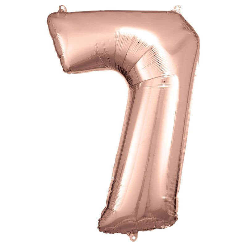 Grosse Zahl 7 Rosé Gold Folienballon N34 verpackt 58 cm x 88 cm