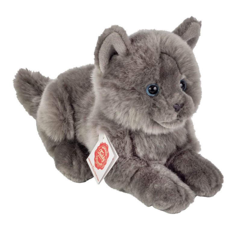Teddy Hermann Kartäuser Katze liegend, 20 cm Teddy Hermann Kartäuser Katze liegend, 20 cm