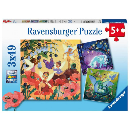 Ravensburger 05181 Puzzle Einhorn, Drache und Fee