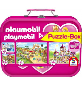 Schmidt Spiele Puzzle Playmobil, Puzzle-Box pink, 2x60, 2x100 Teile