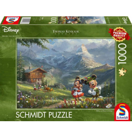 Schmidt Spiele 59938 Puzzle Disney, Mickey & Minnie in den Alpen 1000 Teile