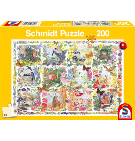 Schmidt Spiele 56422 Puzzle Mit Tieren und Blumen durch die Jahreszeiten 200 Teile