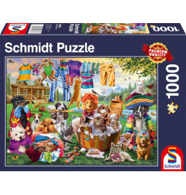 Schmidt Spiele 58978 Puzzle Verrückter Haustiergarten 1000 Teile