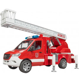 Bruder 02673 MB Sprinter Feuerwehr mit Drehleiter, Pumpe und Light + Sound Modul