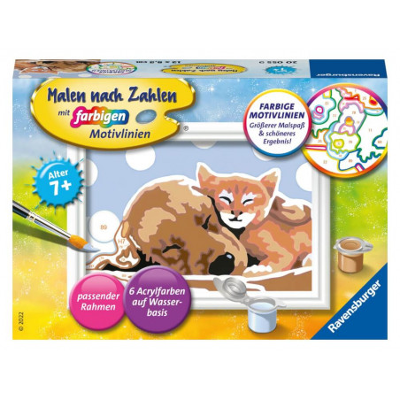 Mal-Set-Box mit Motiv zweier schlafender Kätzchen, enthalten sind Farben und ein Pinsel.