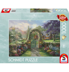 Schmidt Spiele 59940 Puzzle Thomas Kinkade Hummingbird Cottage 1.000 Teile
