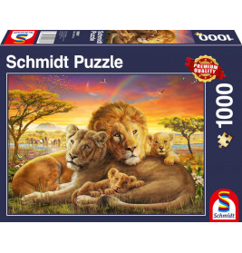 Schmidt Spiele 58987 Puzzle Kuschelnde Löwenfamilie 1.000 Teile