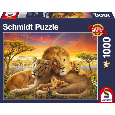 Schmidt Spiele 58987 Puzzle Kuschelnde Löwenfamilie 1.000 Teile