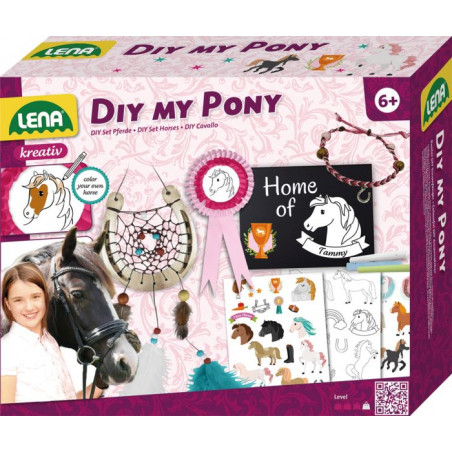 DIY My Pony Bastelset für Kinder ab 6 Jahren mit Pferdemotiven, Traumfänger, Band, Armband und Bastelmaterial.