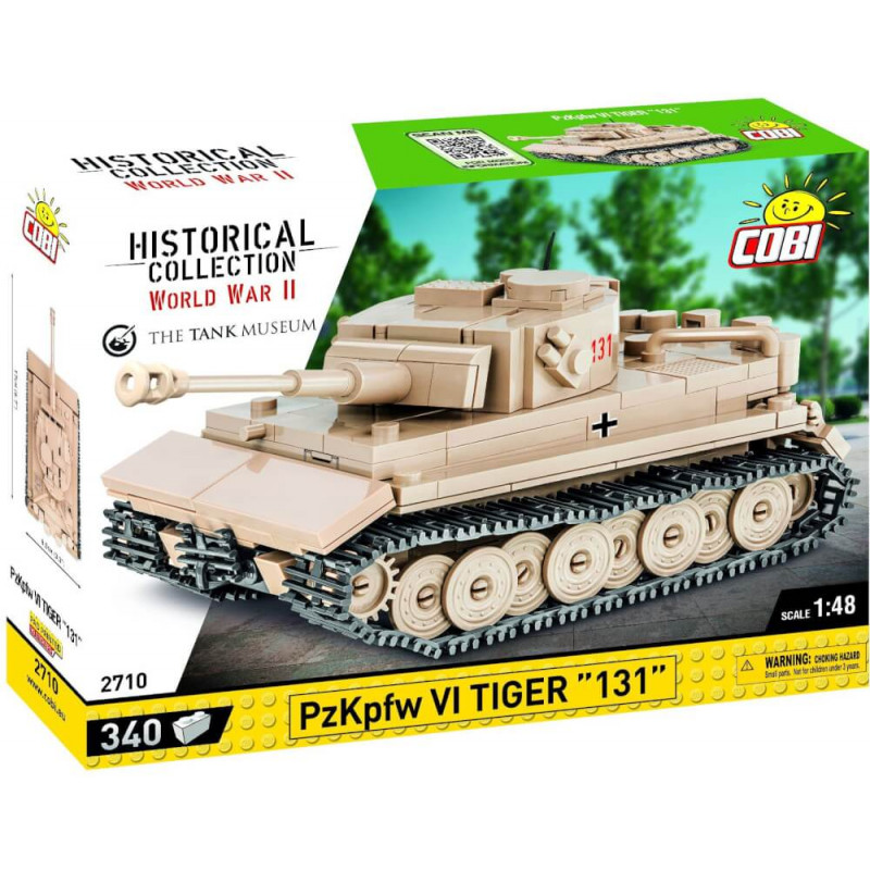 COBI WWII Tiger-Panzer Bausatz, auf der Verpackung ist das gebaute Modell abgebildet.