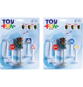 Toy Fun Verkehrsampel mit Verkehrszeichen, 2-fach sortiert